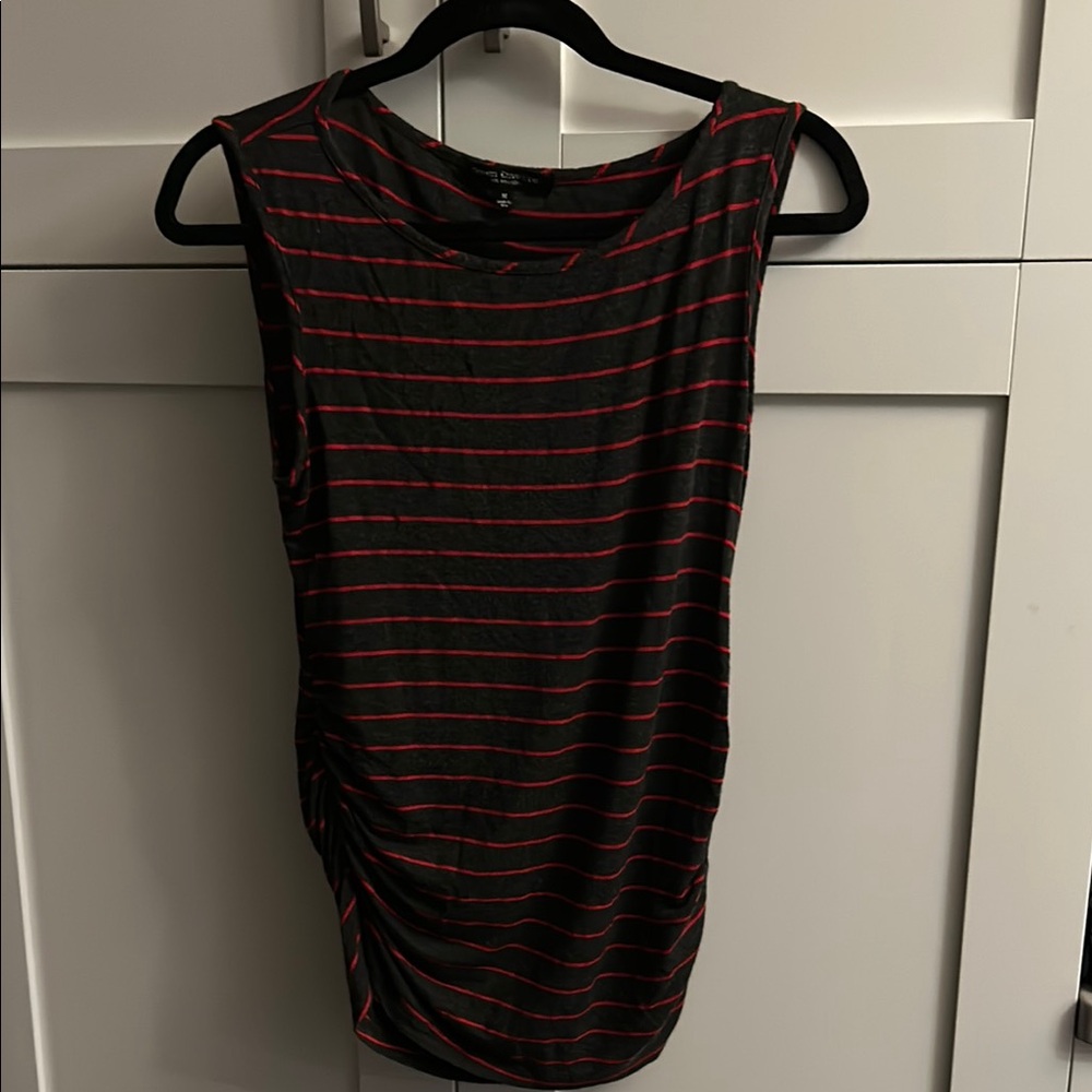Grey and Red Striped Sleeveless Top